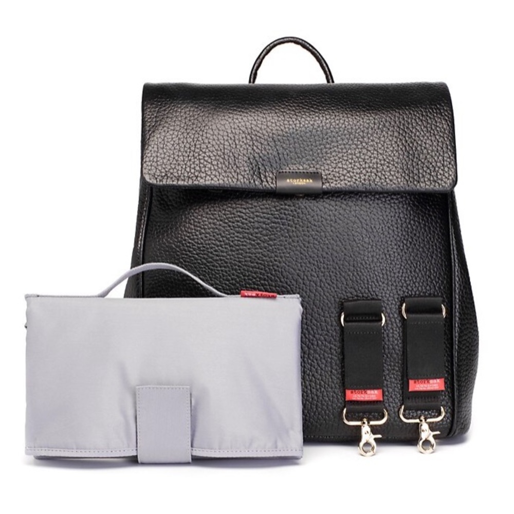Storksak St James Diaper Backpack in Black Leather